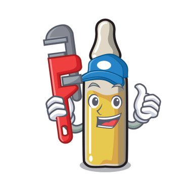 Tesisatçı ampül maskot karikatür tarzı vektör çizim