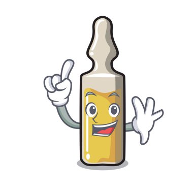 Parmak ampül maskot karikatür tarzı vektör çizim