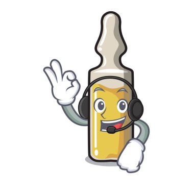 Kulaklık ampül maskot karikatür tarzı vektör çizim ile