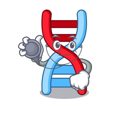 Doktor dna molekülü karakter karikatür vektör çizim