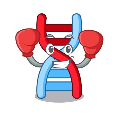 DNA molekülü karakter karikatür vektör çizim boks