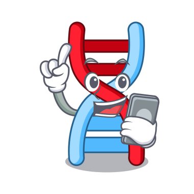 Telefon dna molekülü karakter karikatür vektör çizim ile