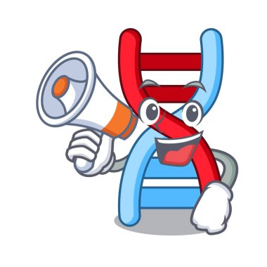 Megafon dna molekülü karakter karikatür vektör çizim ile