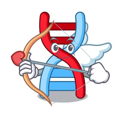 Aşk tanrısı dna molekülü karakter karikatür vektör çizim