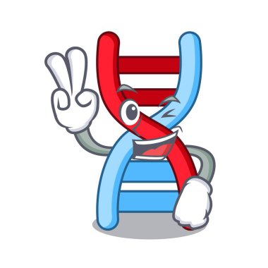 İki dna molekülü karakter karikatür vektör çizim parmak