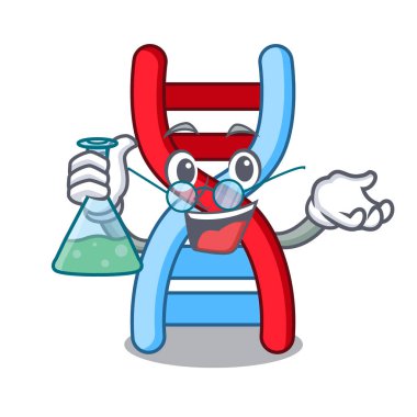 Profesör dna molekülü karakter karikatür vektör çizim