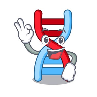 Tamam dna molekülü karakter karikatür vektör çizim