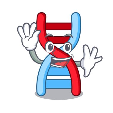 DNA molekülü karakter karikatür vektör çizim sallayarak