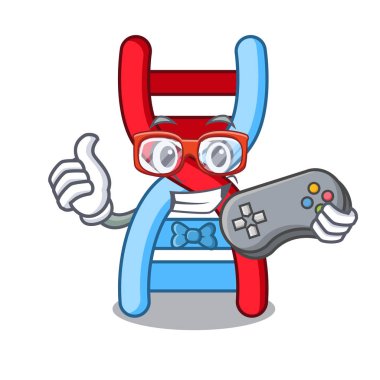 Oyun dna molekülü maskot karikatür vektör çizim