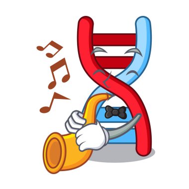 Dna molekülü maskot karikatür vektör çizim ile trompet