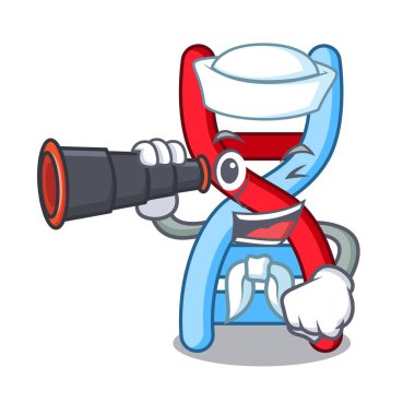 Denizci dürbün dna molekülü maskot karikatür vektör çizim ile