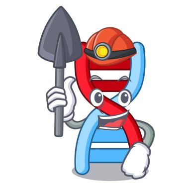 Madenci dna molekülü maskot karikatür vektör çizim