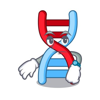 DNA molekülü maskot karikatür vektör çizim bekliyor