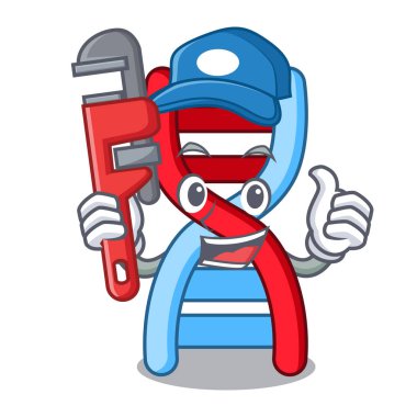 Tesisatçı dna molekülü maskot karikatür vektör çizim