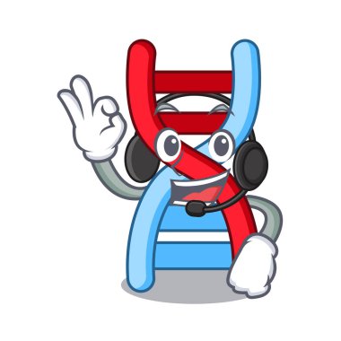 Kulaklık dna molekülü maskot karikatür vektör çizim ile