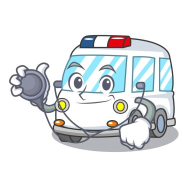 Doktor ambulans karakter karikatür tarzı vektör çizim