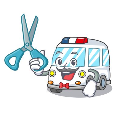 Ambulans karakter karikatür tarzı vektör çizim berber