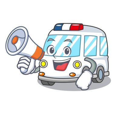 Megafon ambulans karakter karikatür tarzı vektör çizim ile