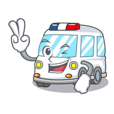 İki ambulans karakter karikatür tarzı vektör çizim parmak