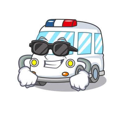 Süper cool ambulans karakter karikatür tarzı vektör çizim