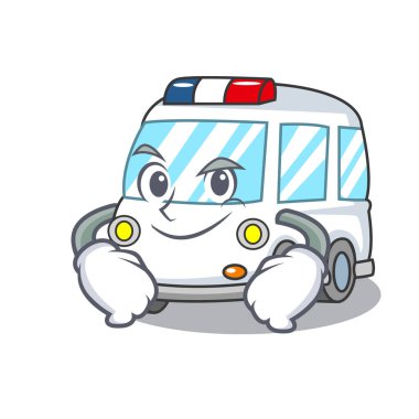 Smirking ambulans karakter karikatür tarzı vektör çizim