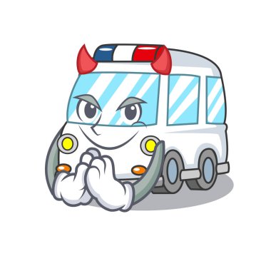 Şeytan ambulans maskot karikatür tarzı vektör çizim