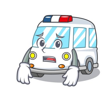 Korkarım ambulans maskot karikatür tarzı vektör çizim