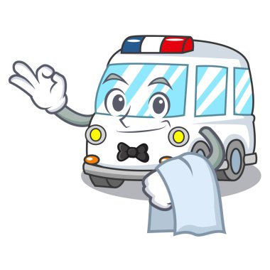 Garson ambulans maskot karikatür tarzı vektör çizim