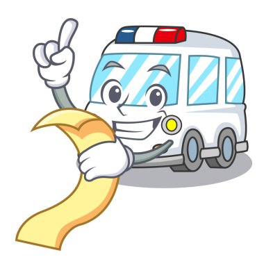 Menü ambulans maskot karikatür tarzı vektör çizim ile