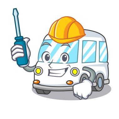 Otomotiv ambulans maskot karikatür tarzı vektör çizim