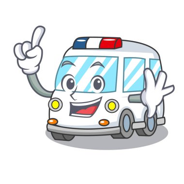 Parmak ambulans maskot karikatür tarzı vektör çizim