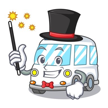Sihirbaz ambulans maskot karikatür tarzı vektör çizim