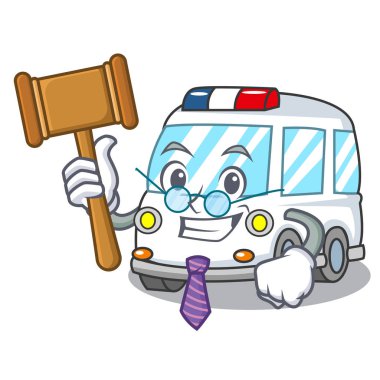 Yargıç ambulans maskot karikatür tarzı vektör çizim