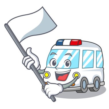 Bayrak ambulans maskot karikatür tarzı vektör çizim ile