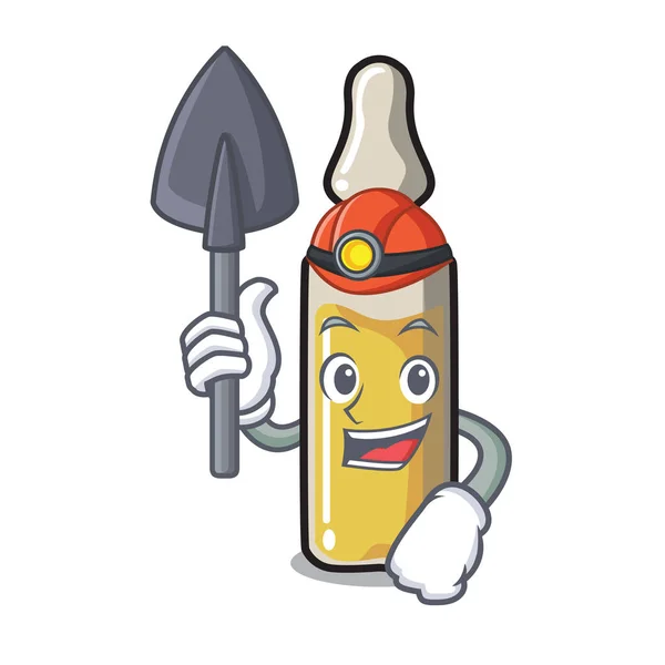 Minero Ampolla Mascota Dibujo Animado Estilo Vector Ilustración — Vector de stock