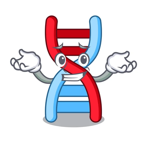 Grijnzende Dna Molecuul Karakter Cartoon Vectorillustratie — Stockvector