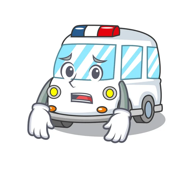 Angst Krankenwagen Maskottchen Cartoon Stil Vektor Illustration — Stockvektor