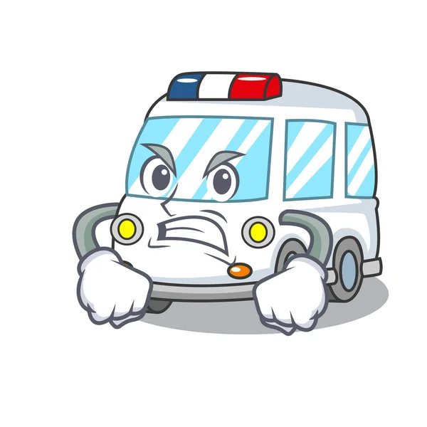 Ambulância Irritada Mascote Desenho Animado Estilo Vetor Ilustração —  Vetores de Stock