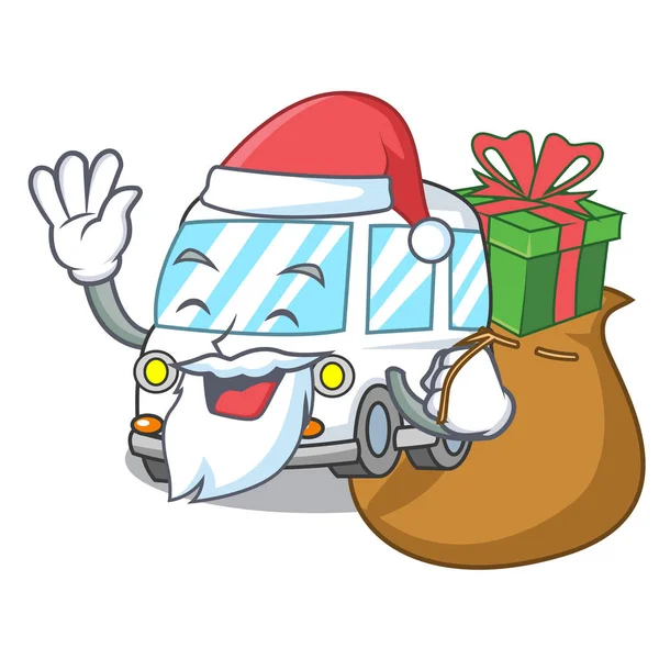 Noel Baba Hediye Ambulans Maskot Karikatür Tarzı Vektör Çizim Ile — Stok Vektör