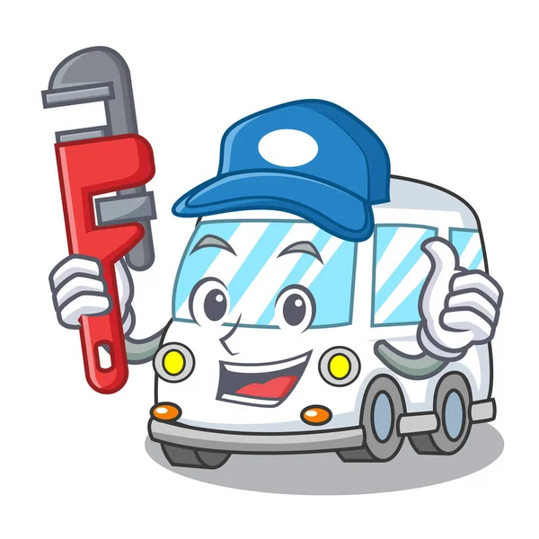 Loodgieter Ambulance Mascotte Cartoon Stijl Vectorillustratie — Stockvector