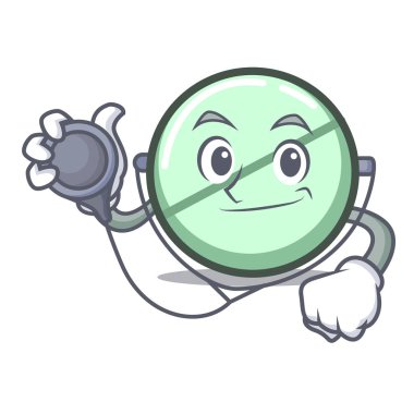 Doktor ilaç tablet karakter karikatür vektör çizim