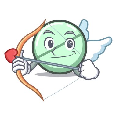 Aşk tanrısı ilaç tablet karakter karikatür vektör çizim