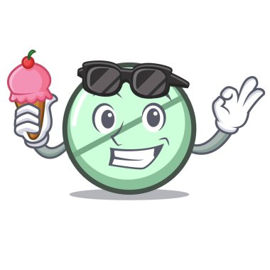 Dondurma ilaç tablet karakter karikatür vektör çizim ile