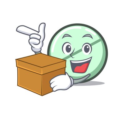 Kutu ilaç tablet karakter karikatür vektör çizim ile