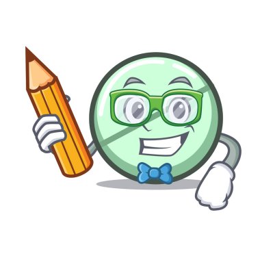 Öğrenci uyuşturucu tablet karakter karikatür vektör çizim