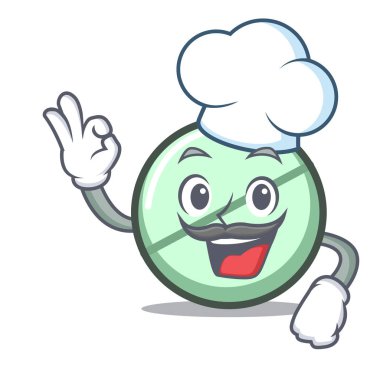 Şef ilaç tablet karakter karikatür vektör çizim