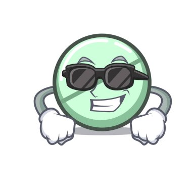 Süper cool ilaç tablet karakter karikatür vektör çizim