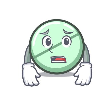 Korkarım ilaç tablet maskot karikatür vektör çizim