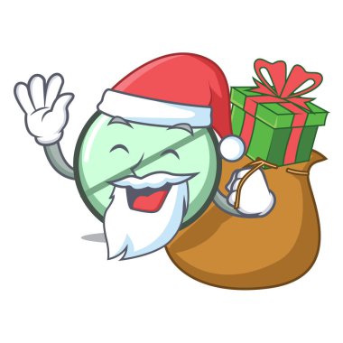 Noel Baba hediye ilaç tablet maskot karikatür vektör çizim ile