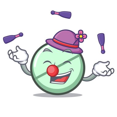 Hokkabazlık ilaç tablet maskot karikatür vektör çizim